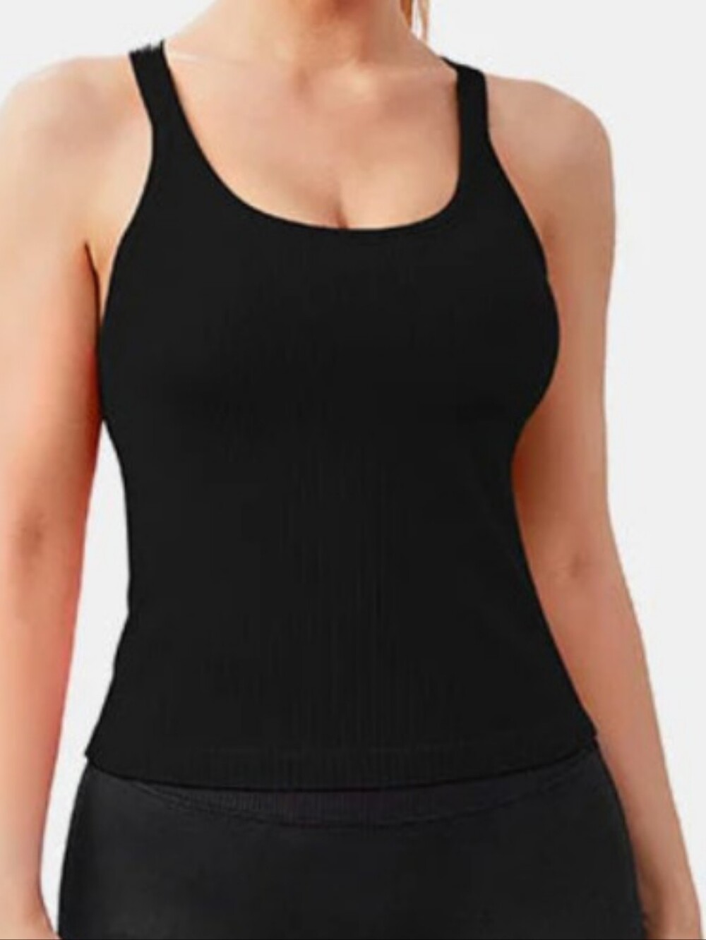 ATTRACO Black Ribbed Racerback Tank Top